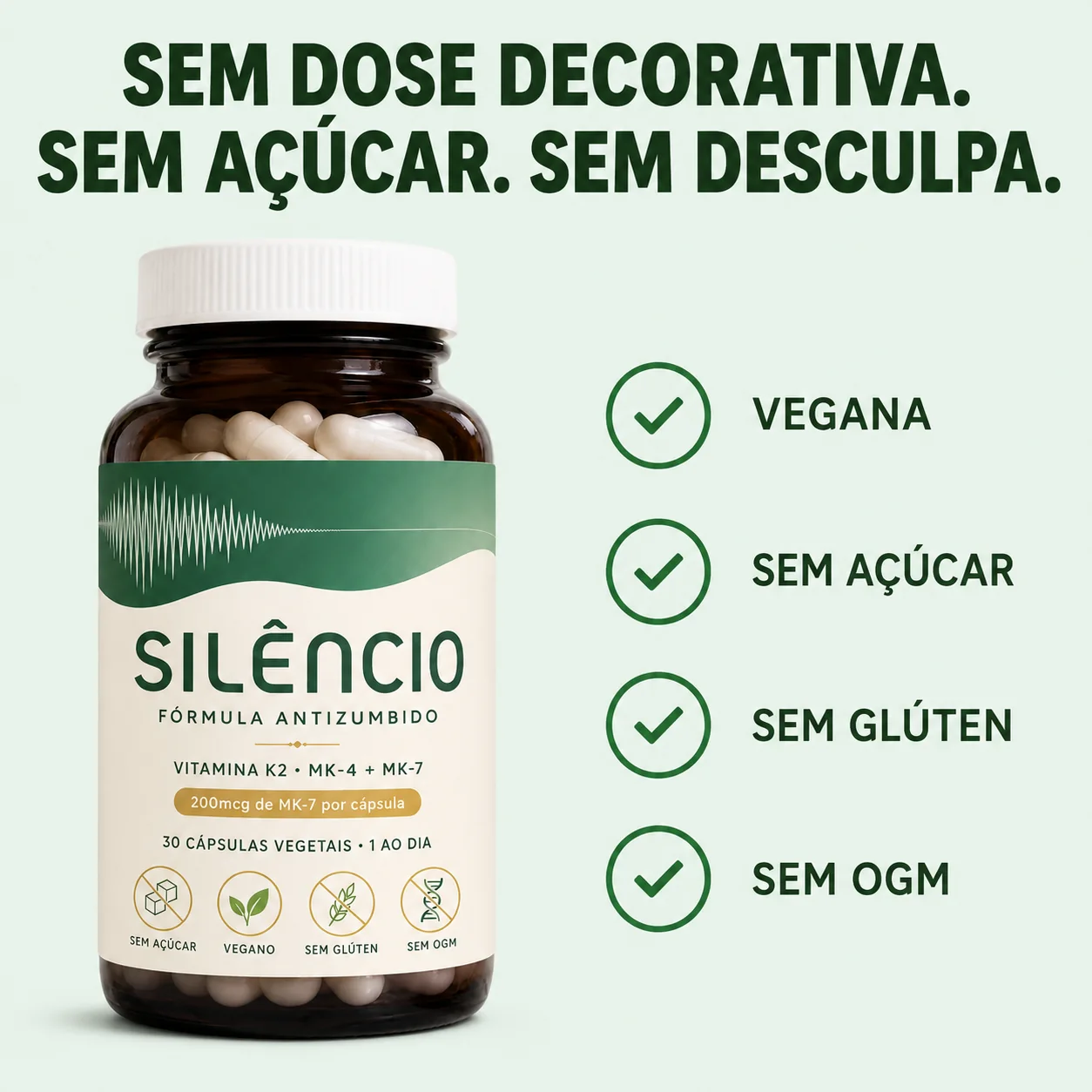 Sem dose decorativa: cápsulas de K2 pura, veganas e sem açúcar