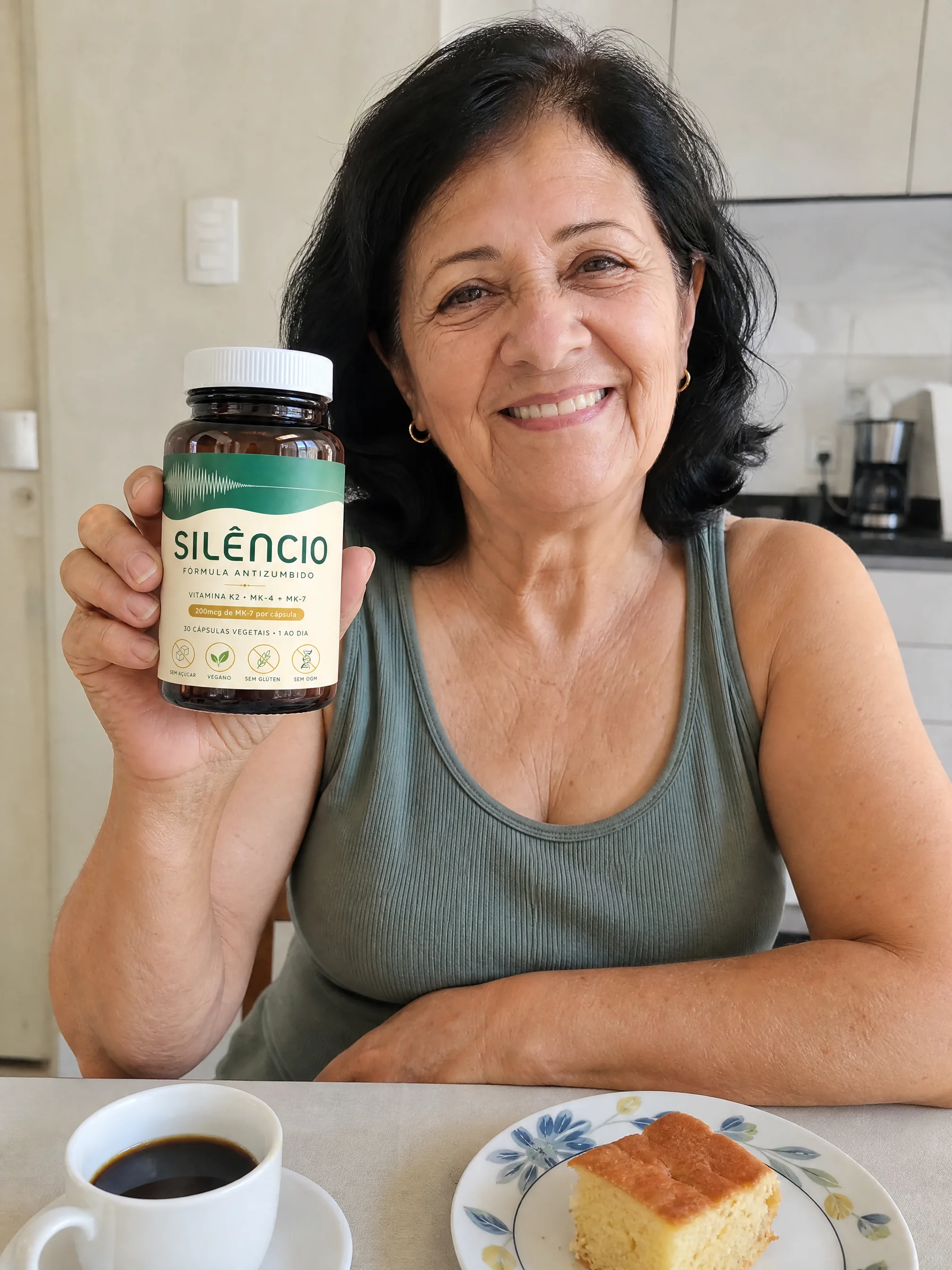 Cliente segurando o frasco Natural Silêncio