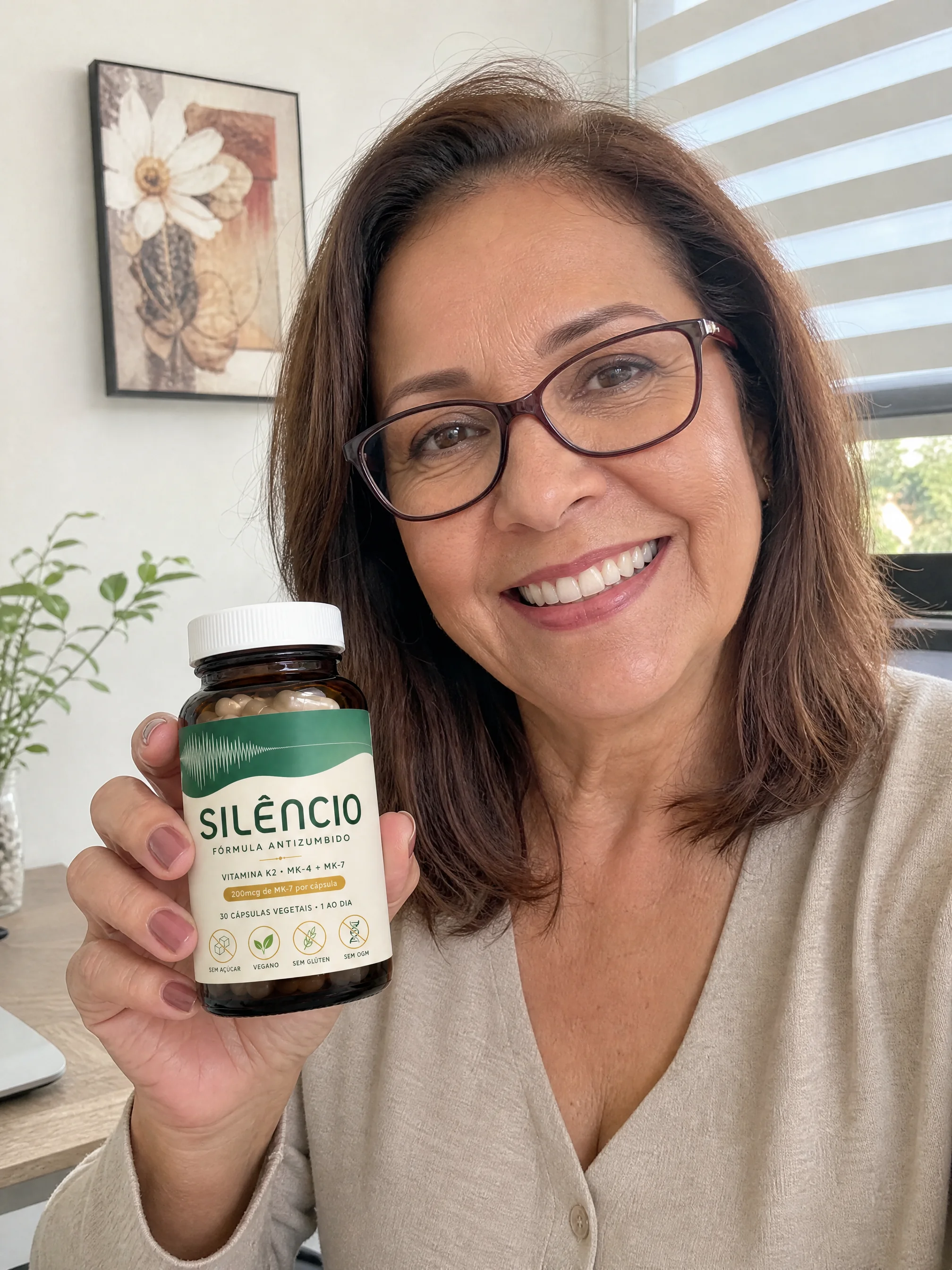 Cliente segurando o frasco Natural Silêncio