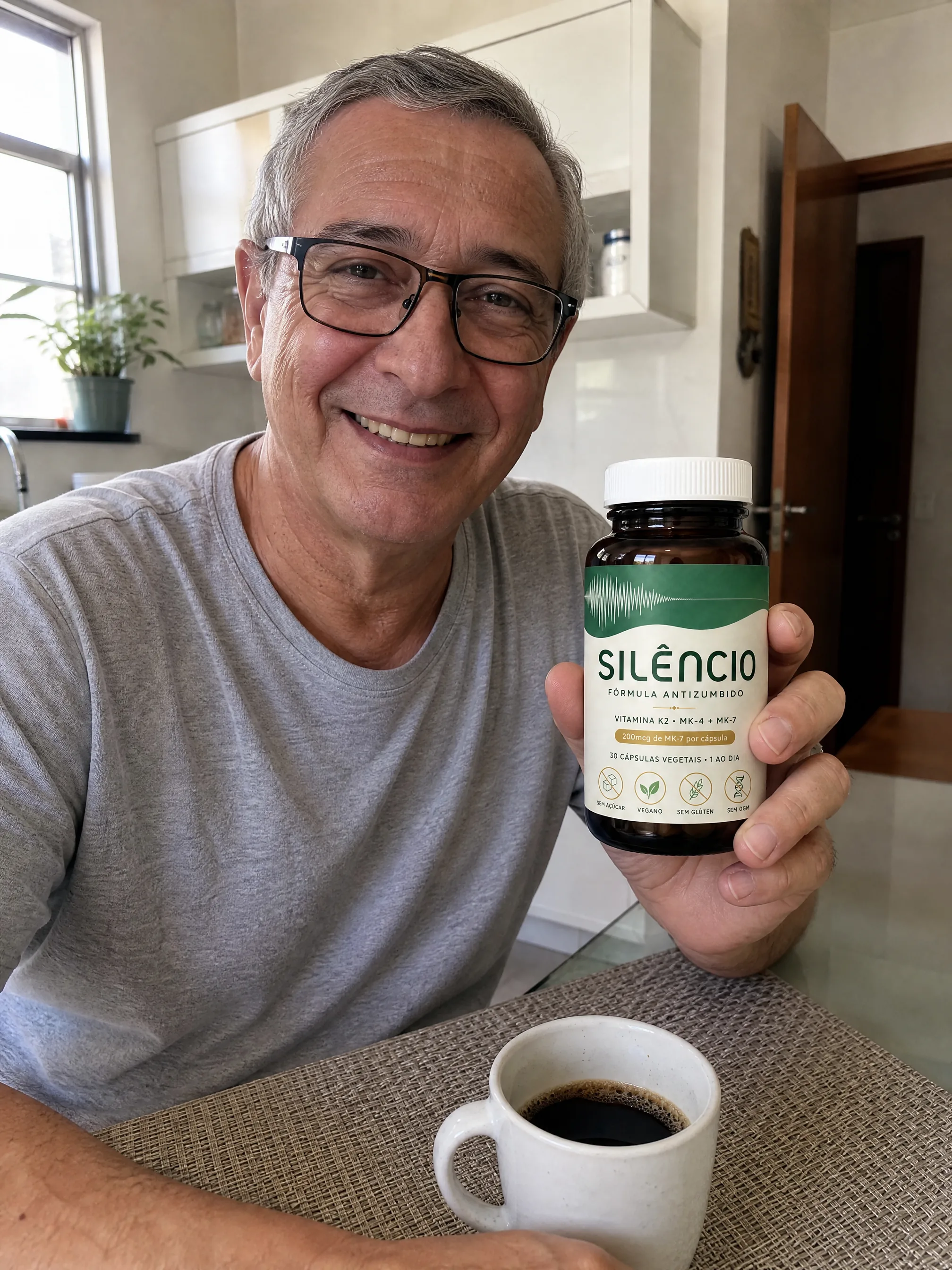 Cliente segurando o frasco Natural Silêncio