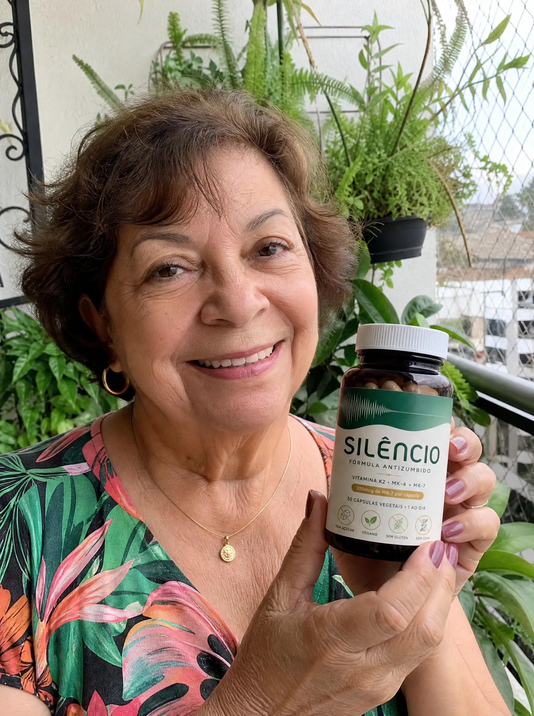 Cliente segurando o frasco Natural Silêncio