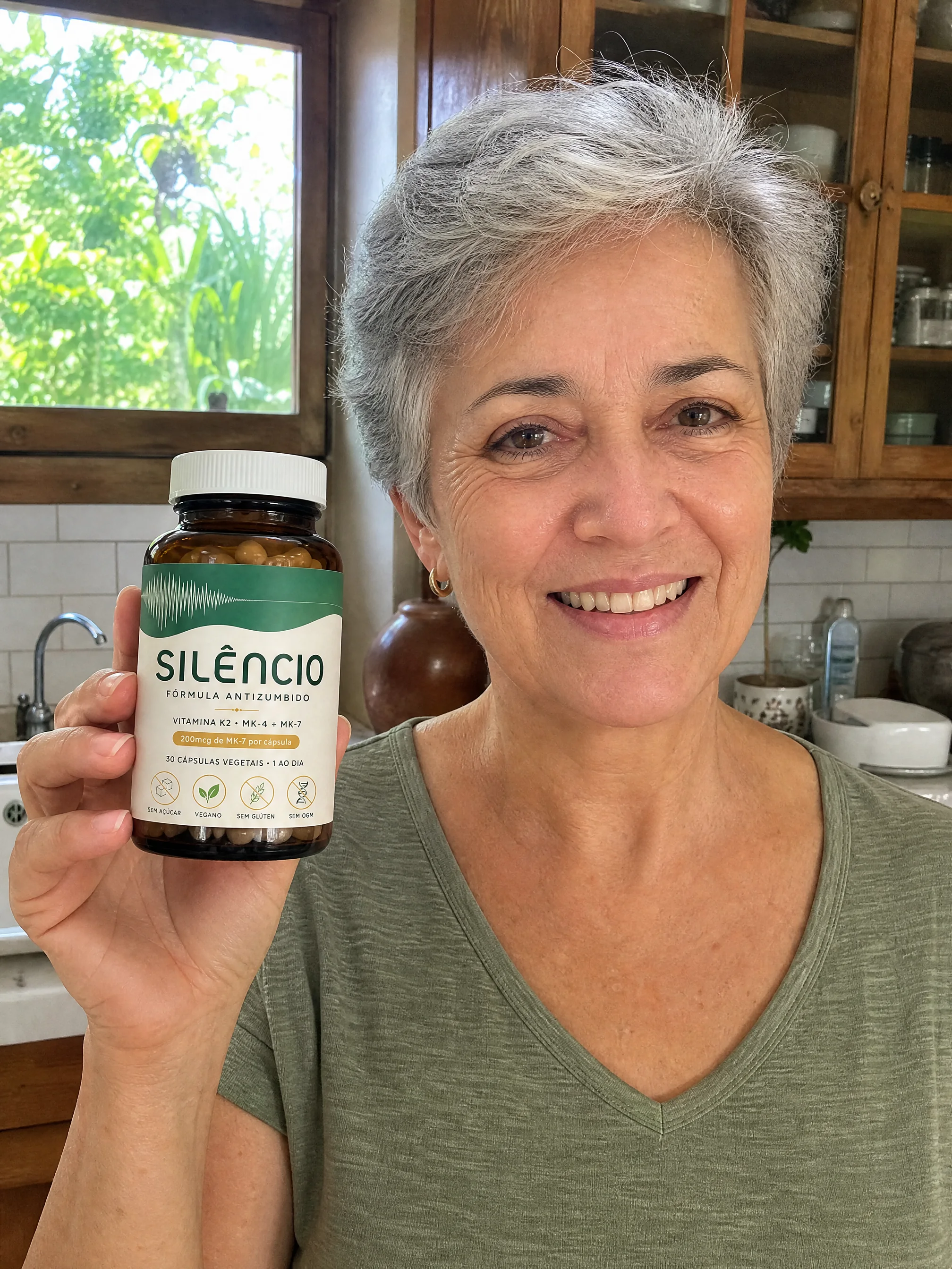 Cliente segurando o frasco Natural Silêncio