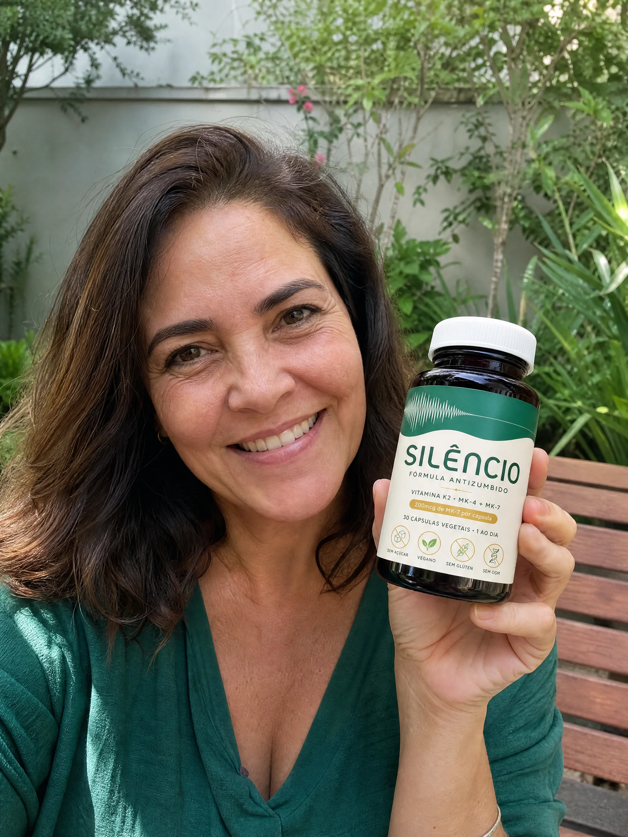 Cliente segurando o frasco Natural Silêncio