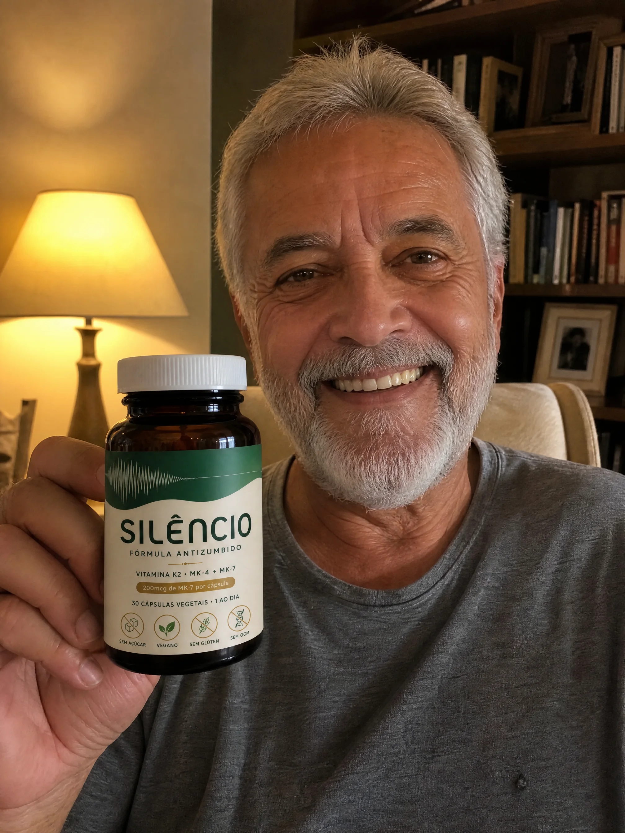 Cliente segurando o frasco Natural Silêncio